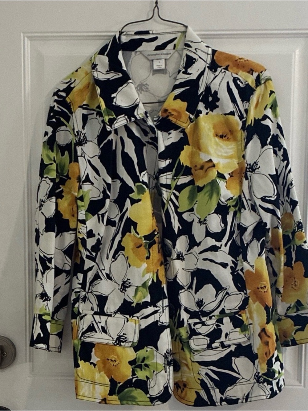 Christopher & Banks Floral Blazer Jacket in Yellow, Green & Black